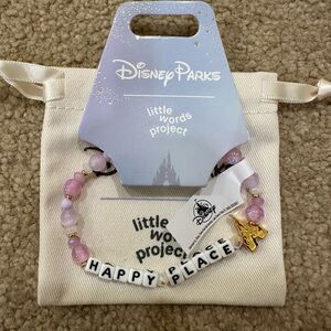 Disney Parks x Little Words Project Happy Place Pink and Gold Bracelet
